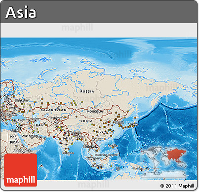 Shaded Relief 3D Map of Asia