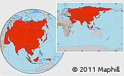 Gray Location Map of Asia