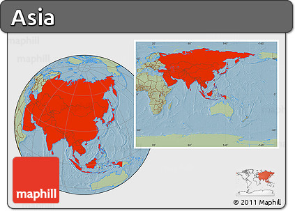 Savanna Style Location Map of Asia, hill shading