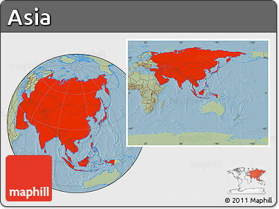 Savanna Style Location Map of Asia, hill shading