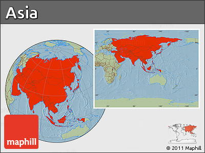 Savanna Style Location Map of Asia, hill shading