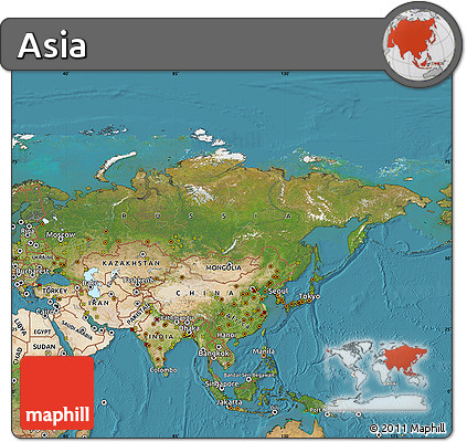 Satellite Map of Asia