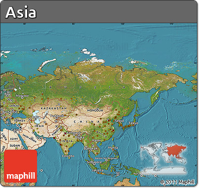 Satellite Map of Asia