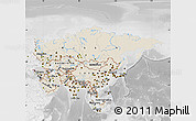 Shaded Relief Map of Asia, lighten, desaturated