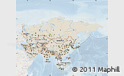 Shaded Relief Map of Asia, lighten