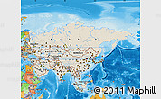 Shaded Relief Map of Asia, political outside, shaded relief sea