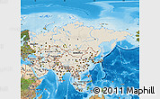 Shaded Relief Map of Asia, satellite outside, shaded relief sea