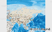 Shaded Relief Map of Asia, semi-desaturated, land only