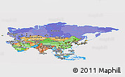 Political Panoramic Map of Asia, cropped outside