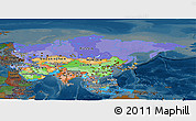 Political Panoramic Map of Asia, darken