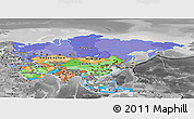 Political Panoramic Map of Asia, desaturated