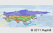 Political Panoramic Map of Asia, lighten