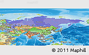 Political Panoramic Map of Asia, physical outside