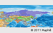 Political Panoramic Map of Asia, political shades outside