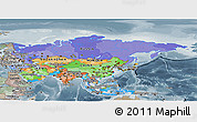 Political Panoramic Map of Asia, semi-desaturated