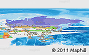 Political Panoramic Map of Asia, single color outside