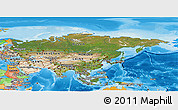 Satellite Panoramic Map of Asia, political outside