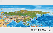 Satellite Panoramic Map of Asia, political shades outside
