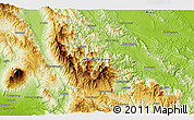 Physical 3D Map of the area around 0° 10' 31" N, 100° 22' 30" E