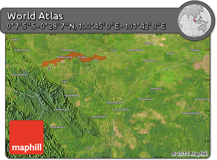 Satellite Map of the Area around 0° 10' 31" N, 101° 13' 29" E
