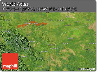 Satellite Map of the Area around 0° 10' 31" N, 101° 13' 29" E
