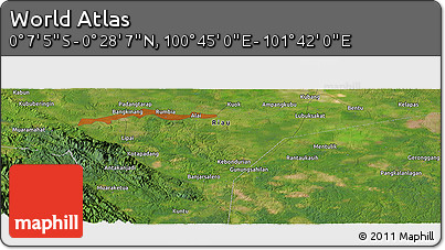 Satellite Panoramic Map of the Area around 0° 10' 31" N, 101° 13' 29" E