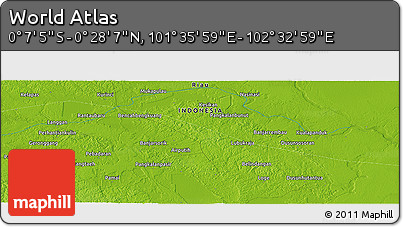Physical Panoramic Map of the Area around 0° 10' 31" N, 102° 4' 29" E