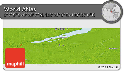Physical Panoramic Map of the Area around 0° 10' 31" N, 102° 55' 30" E