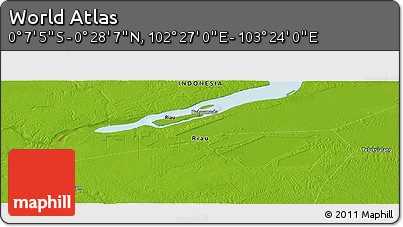 Physical Panoramic Map of the Area around 0° 10' 31" N, 102° 55' 30" E
