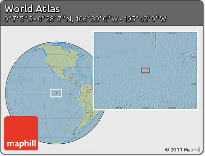 Savanna Style Location Map of the Area around 0° 10' 31" N, 106° 10' 30" W, hill shading
