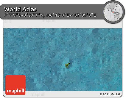 Satellite 3D Map of the Area around 0° 10' 31" N, 107° 10' 30" E