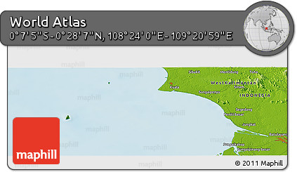 Physical Panoramic Map of the Area around 0° 10' 31" N, 108° 52' 30" E