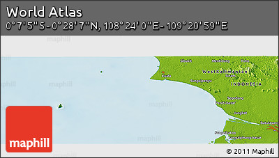 Physical Panoramic Map of the Area around 0° 10' 31" N, 108° 52' 30" E