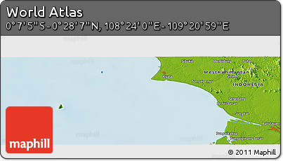 Physical Panoramic Map of the Area around 0° 10' 31" N, 108° 52' 30" E