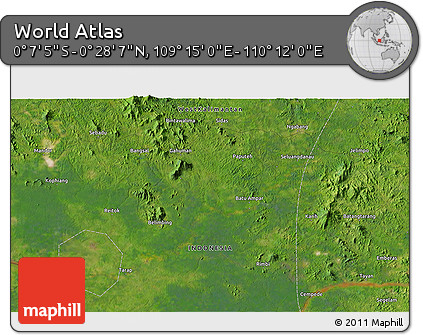 Satellite 3D Map of the Area around 0° 10' 31" N, 109° 43' 29" E