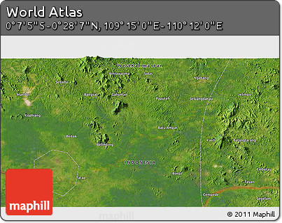 Satellite 3D Map of the Area around 0° 10' 31" N, 109° 43' 29" E