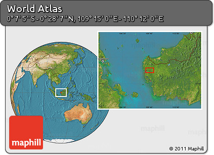Satellite Location Map of the Area around 0° 10' 31" N, 109° 43' 29" E
