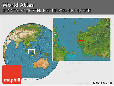 Satellite Location Map of the Area around 0° 10' 31" N, 109° 43' 29" E