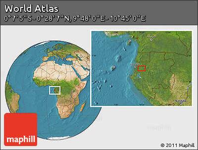 Satellite Location Map of the Area around 0° 10' 31" N, 10° 16' 30" E