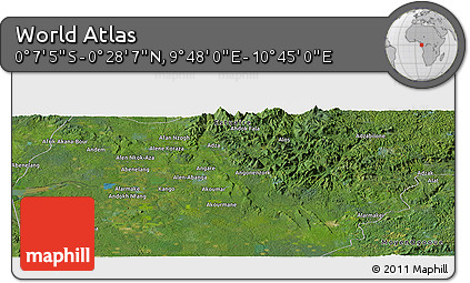 Satellite Panoramic Map of the Area around 0° 10' 31" N, 10° 16' 30" E