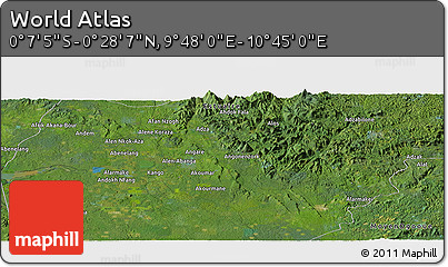Satellite Panoramic Map of the Area around 0° 10' 31" N, 10° 16' 30" E