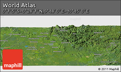 Satellite Panoramic Map of the Area around 0° 10' 31" N, 10° 16' 30" E