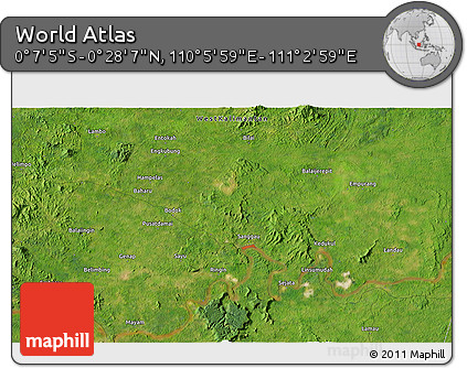 Satellite 3D Map of the Area around 0° 10' 31" N, 110° 34' 29" E