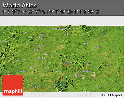 Satellite 3D Map of the Area around 0° 10' 31" N, 110° 34' 29" E