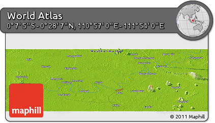 Physical Panoramic Map of the Area around 0° 10' 31" N, 111° 25' 30" E