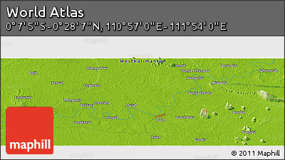 Physical Panoramic Map of the Area around 0° 10' 31" N, 111° 25' 30" E