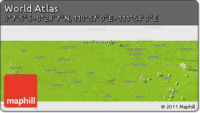 Physical Panoramic Map of the Area around 0° 10' 31" N, 111° 25' 30" E