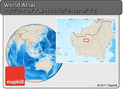 Shaded Relief Location Map of the Area around 0° 10' 31" N, 112° 16' 30" E