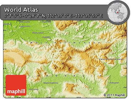 Physical Map of the Area around 0° 10' 31" N, 113° 7' 30" E
