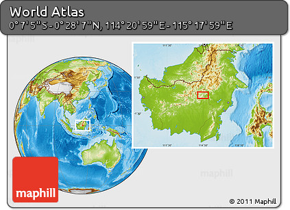 Physical Location Map of the Area around 0° 10' 31" N, 114° 49' 29" E
